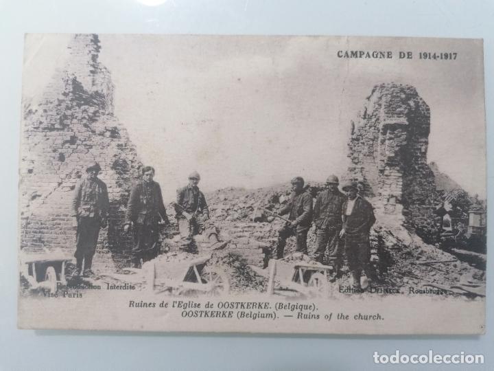 POSTAL, RUINAS DE LA IGLESIA DE OOSTKERKE (BELGICA), CAMPAÑA 1914-17, AÑO 1919 (Militar - I Guerra Mundial)