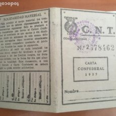 Militaria: GUERRA CIVIL ESPAÑOLA CARNET CARTA CONFEDERAL CNT 1937