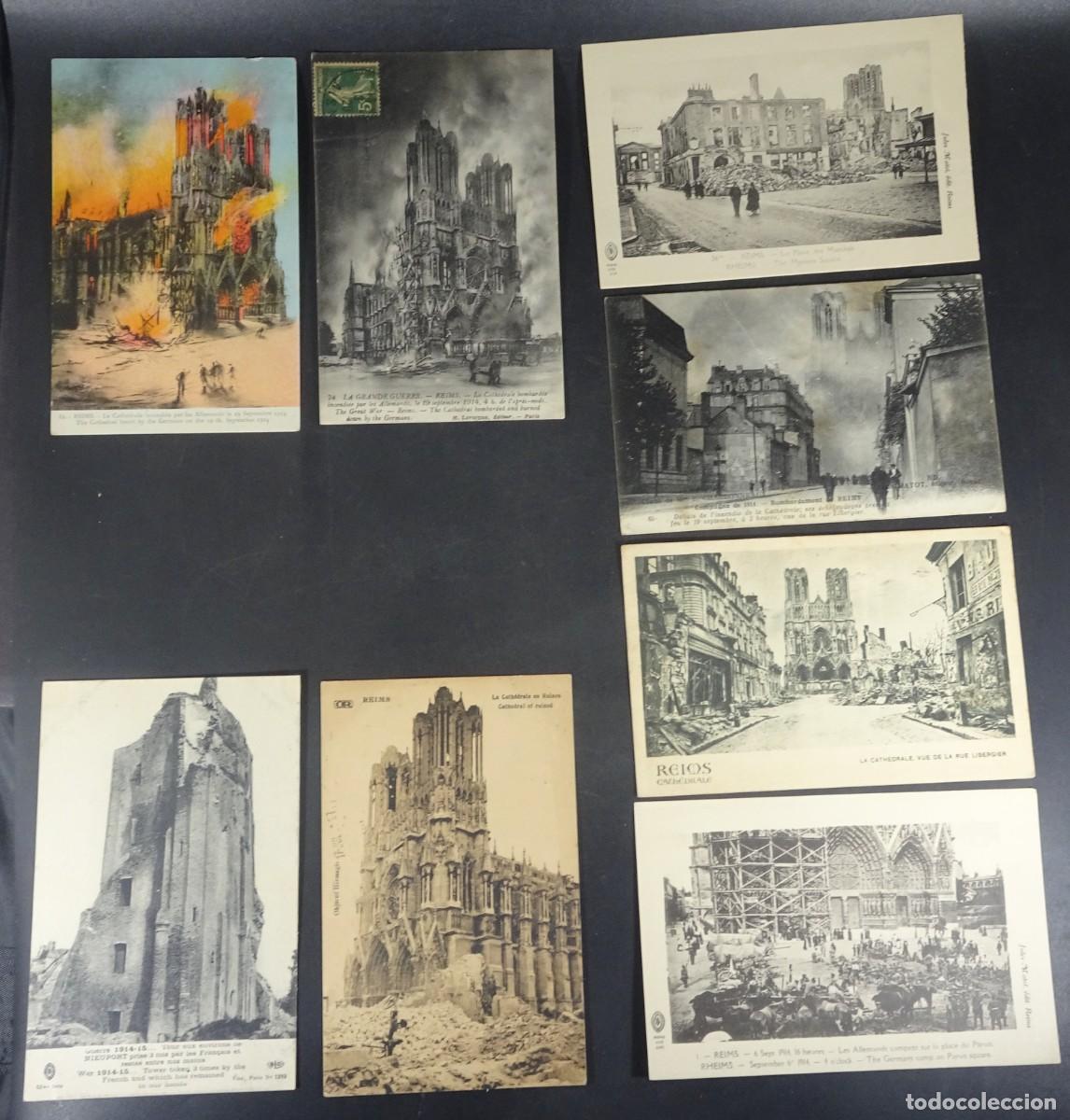 Militaria: LOTE DE 8 POSTALES CPA , BOMBARDEOS EN REIMS, I GUERRA MUNDIAL ,FRANCIA, VER FOTOS