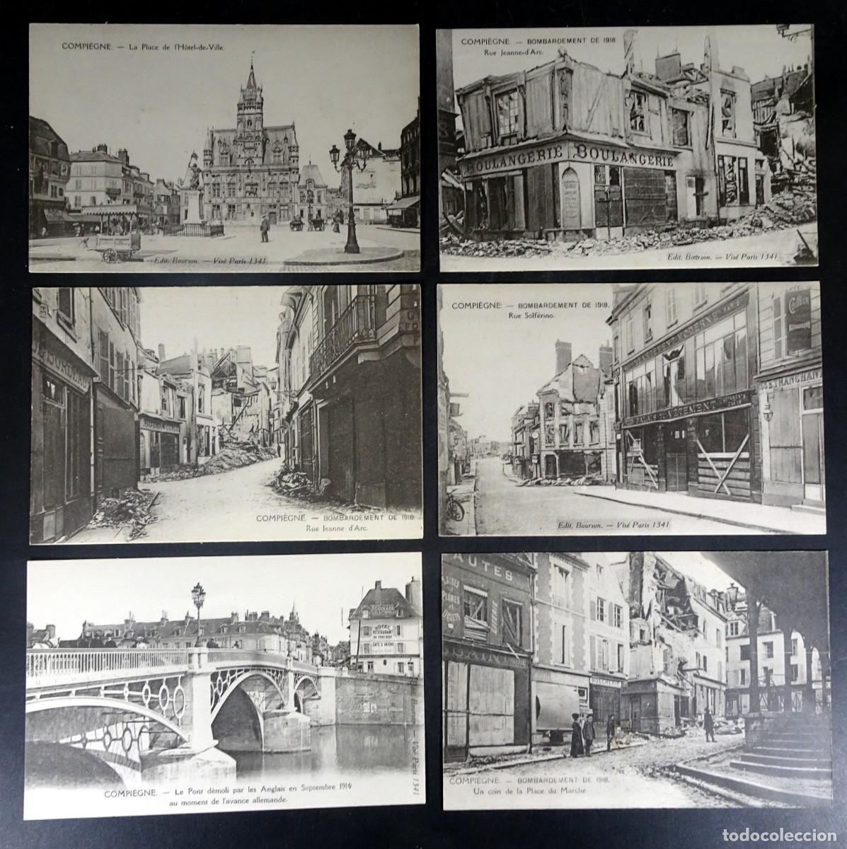 Militaria: LOTE DE 6 POSTALES CPA , BOMBARDEOS EN COMPIEGNE, I GUERRA MUNDIAL ,FRANCIA, VER FOTOS