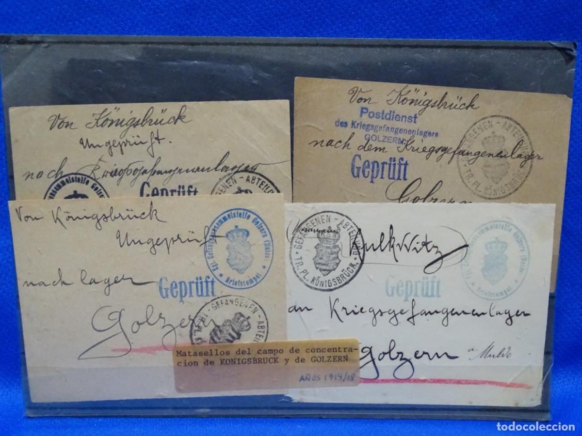 Militaria: 4 DOCUMENTOS CON MATASELLOS CAMPO DE CONCENTRACI&Oacute;N ALEMANIA KONIGSBR&Uuml;CK I GOLZERN. 1914-1918.