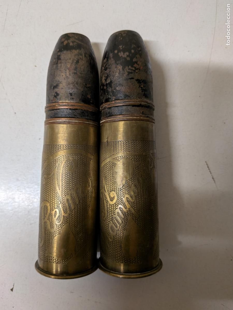 Militaria: ANTIGUA PAREJA PROYECTIL INERTE ARTE DE TRINCHERA