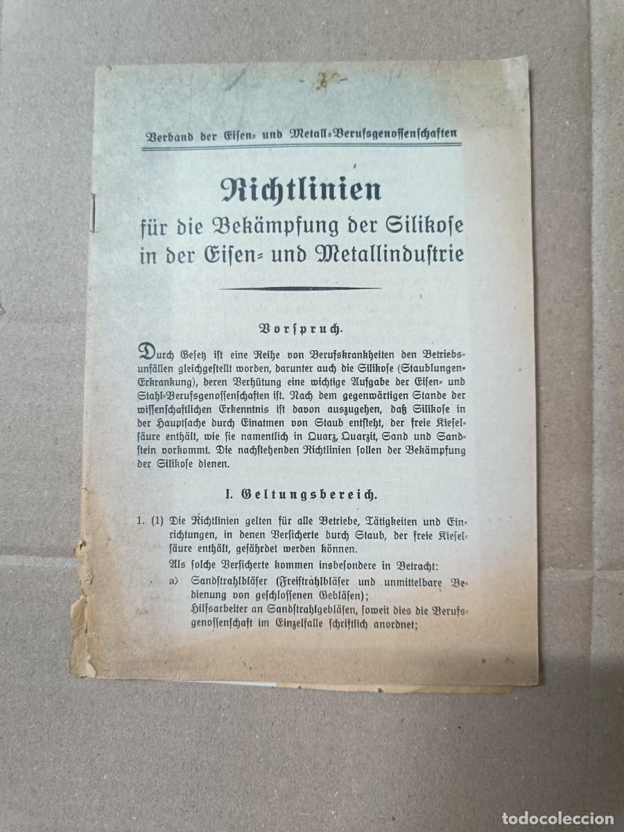 Militaria: ANTIGUO LIBRITO MANUAL ALEMAN, SILICOSIS INDUSTRIA HIERRO Y METAL, EPOCA PRIMERA GUERRA MUNDIAL P28