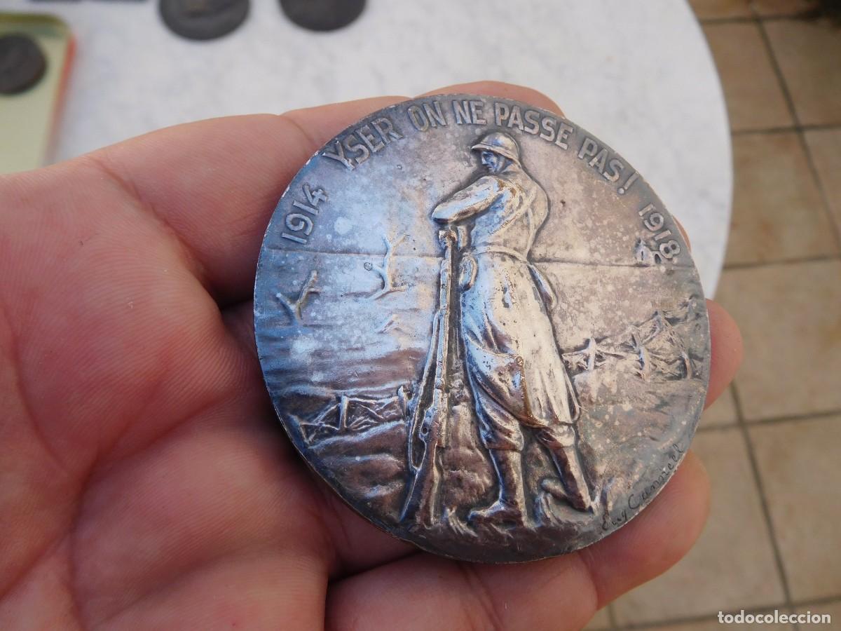Militaria: Medalla de bronce plateado. Yser on ne passe pas! 1914 1918. Eug&egrave;ne Canneel