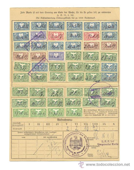 Militaria: CARNET PARA INVALIDOS ALEMANIA TERCER REICH CON MUCHOS SELLOS DE TASAS