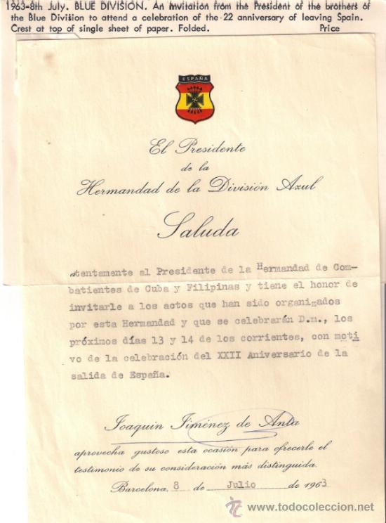 Militaria: DOCUMENTO DIVISI&Oacute;N AZUL - Foto 1