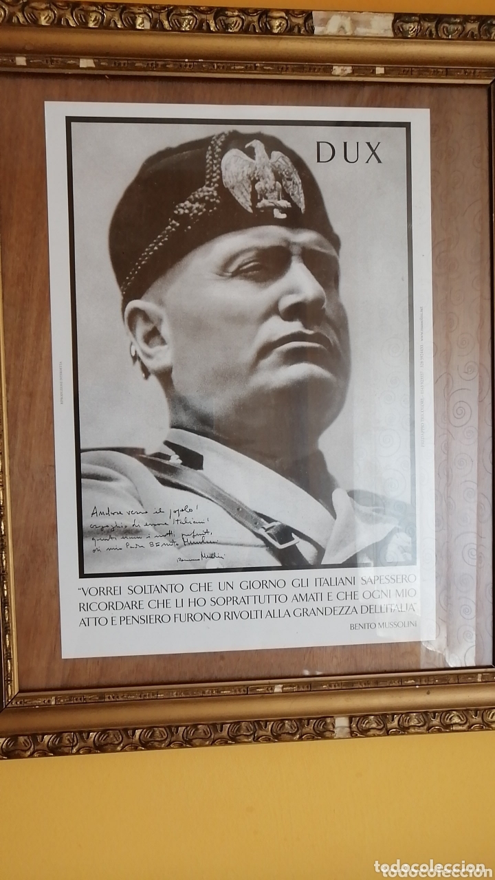 Militaria: Cuadro grande del. Duce - Foto 1