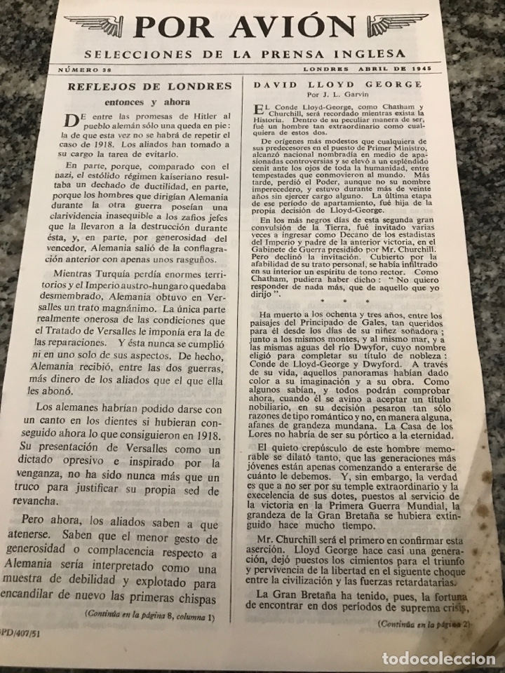 Militaria: Selecciones de la prensa inglesa POR AVI&Oacute;N Abril 1945