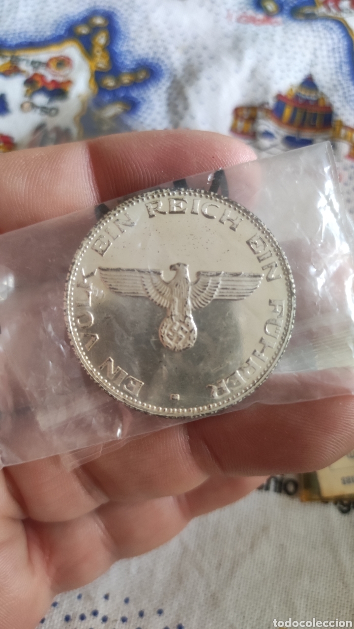 Militaria: Moneda Adolf Hitler ba&ntilde;o en plata - Foto 2