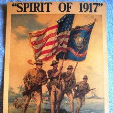 Militaria: CARTEL POSTER RETRO - EL ESPIRITU DE 1917 ( I GUERRA MUNDIAL ) UNETE A LOS MARINES U.S. EN BOSTON. Lote 356406770