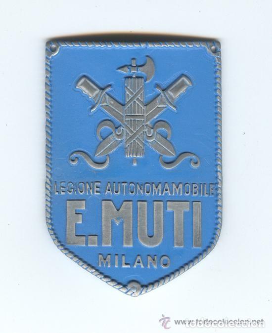 Military Antiques: PLACA, ESCUDO, PARCHE, EMBLEMA ITALIANO FASCISTA DE BRAZO &ldquo;E. MUTTI&rdquo;, 2&ordf; GUERRA MUNDIAL 1939/1945.
