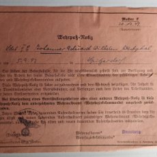 Militaria: DOCUMENTO WEHRPAB NOTIZ ORIGINAL ALEMÁN (III REICH HITLER- NAZI- ALEMANIA) WWII DE 1943