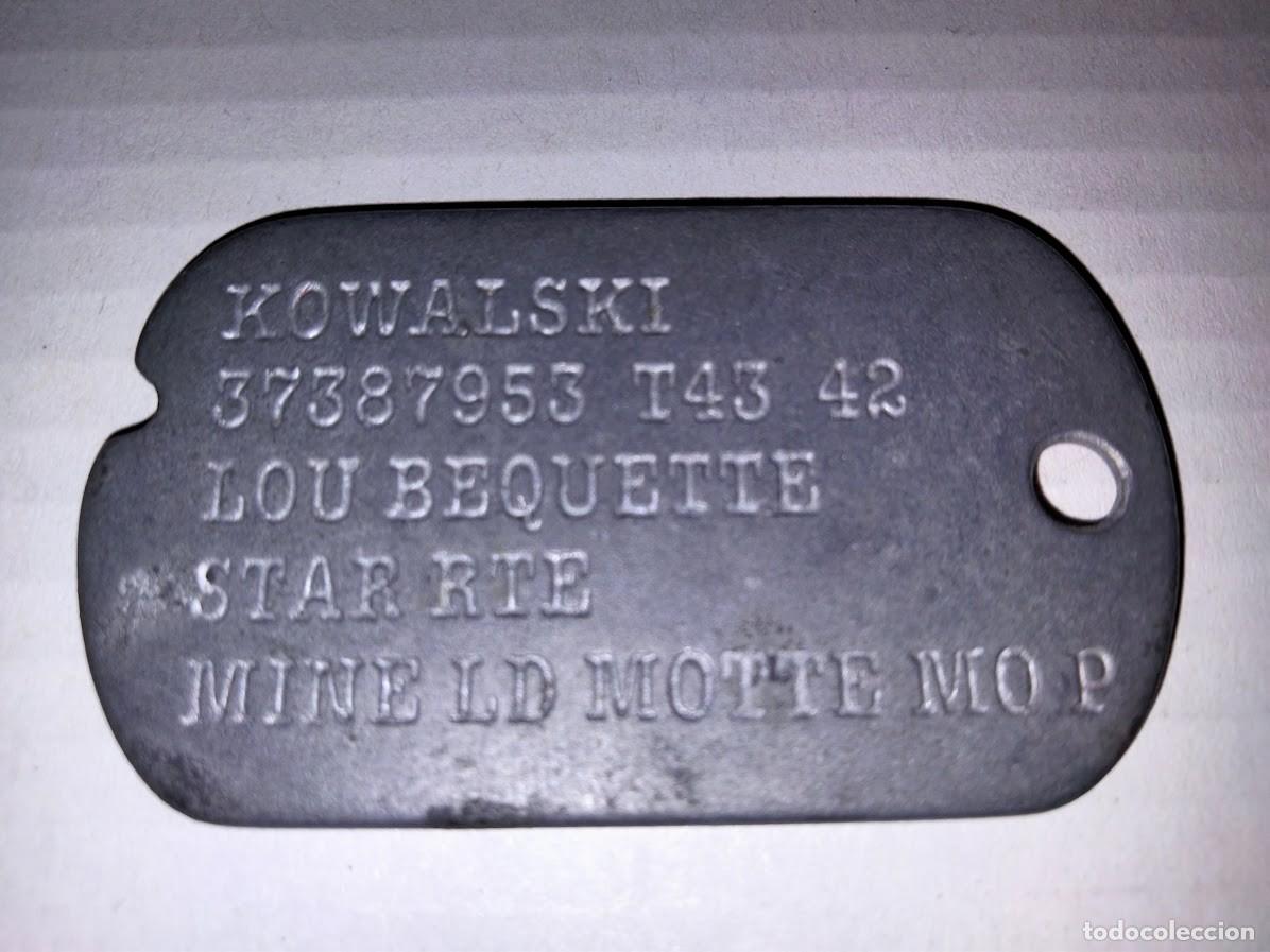 Militaria: Chapa de identificaci&oacute;n militar (Dog Tag) del U.S. Army, &eacute;poca Segunda Guerra Mundial - WWII