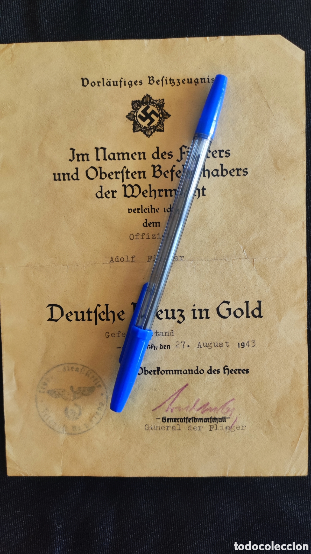 Militaria: Documento Gran cruz alemana - Foto 1