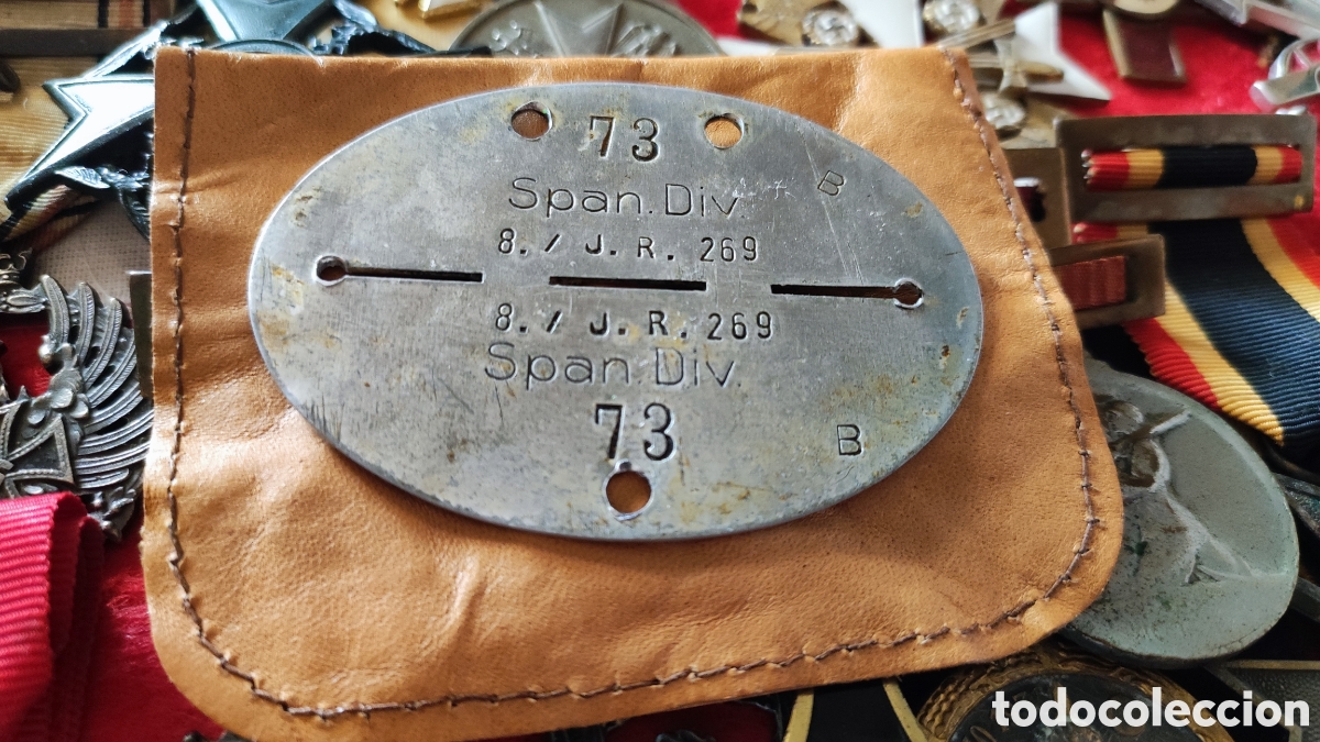 Militaria: Placa, divisi&oacute;n azul. Identificaci&oacute;n - Foto 1