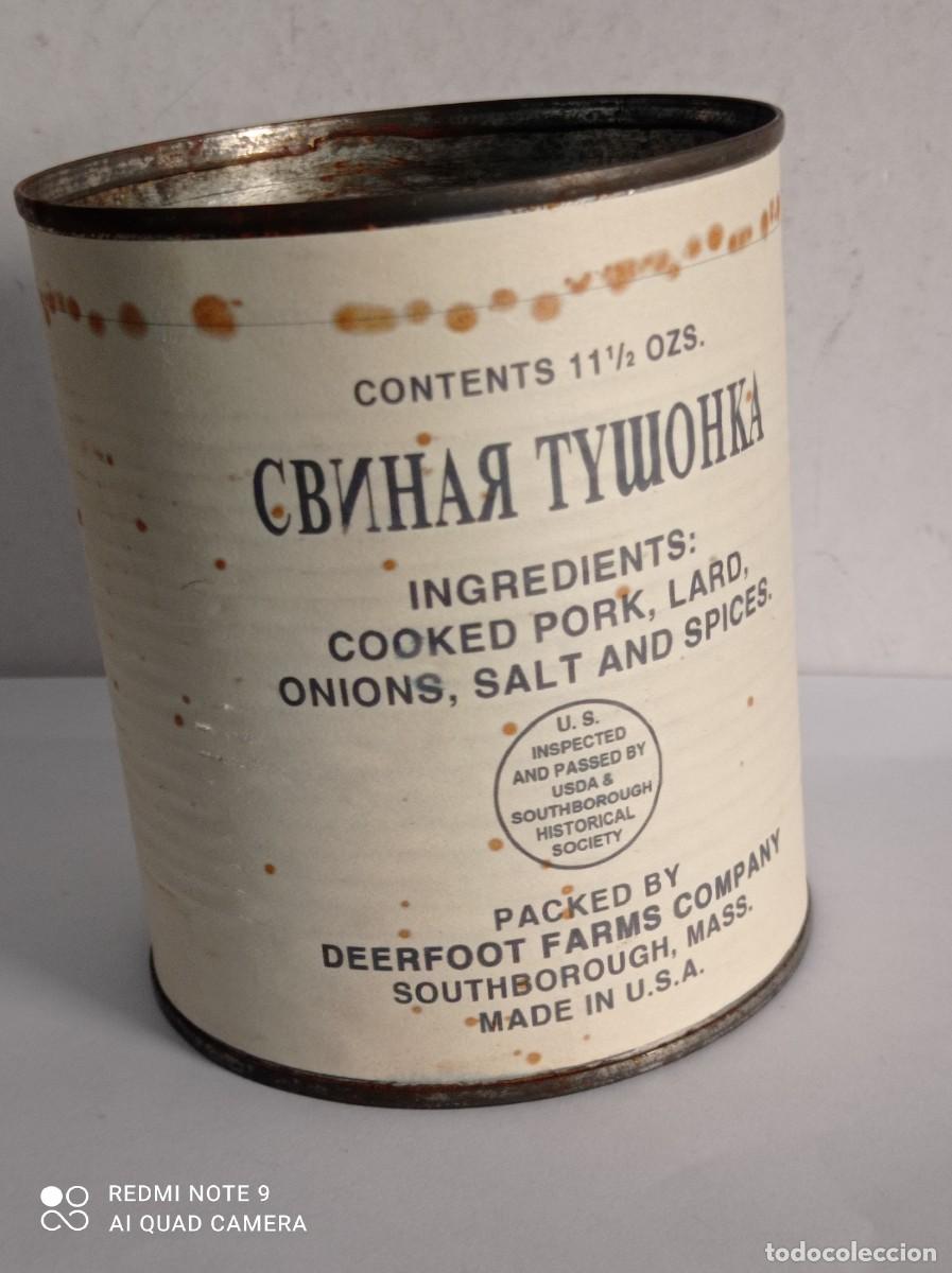 Militaria: Antigua lata de comida fabricada en U.S.A. - Foto 2