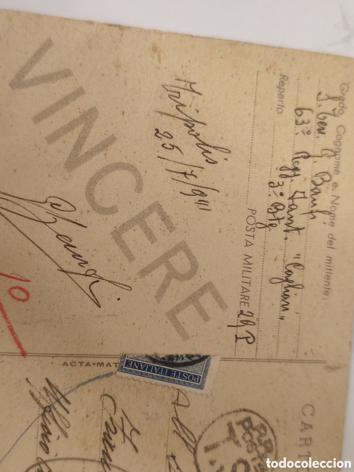 Militaria: PNF postal original y curculada - Foto 3
