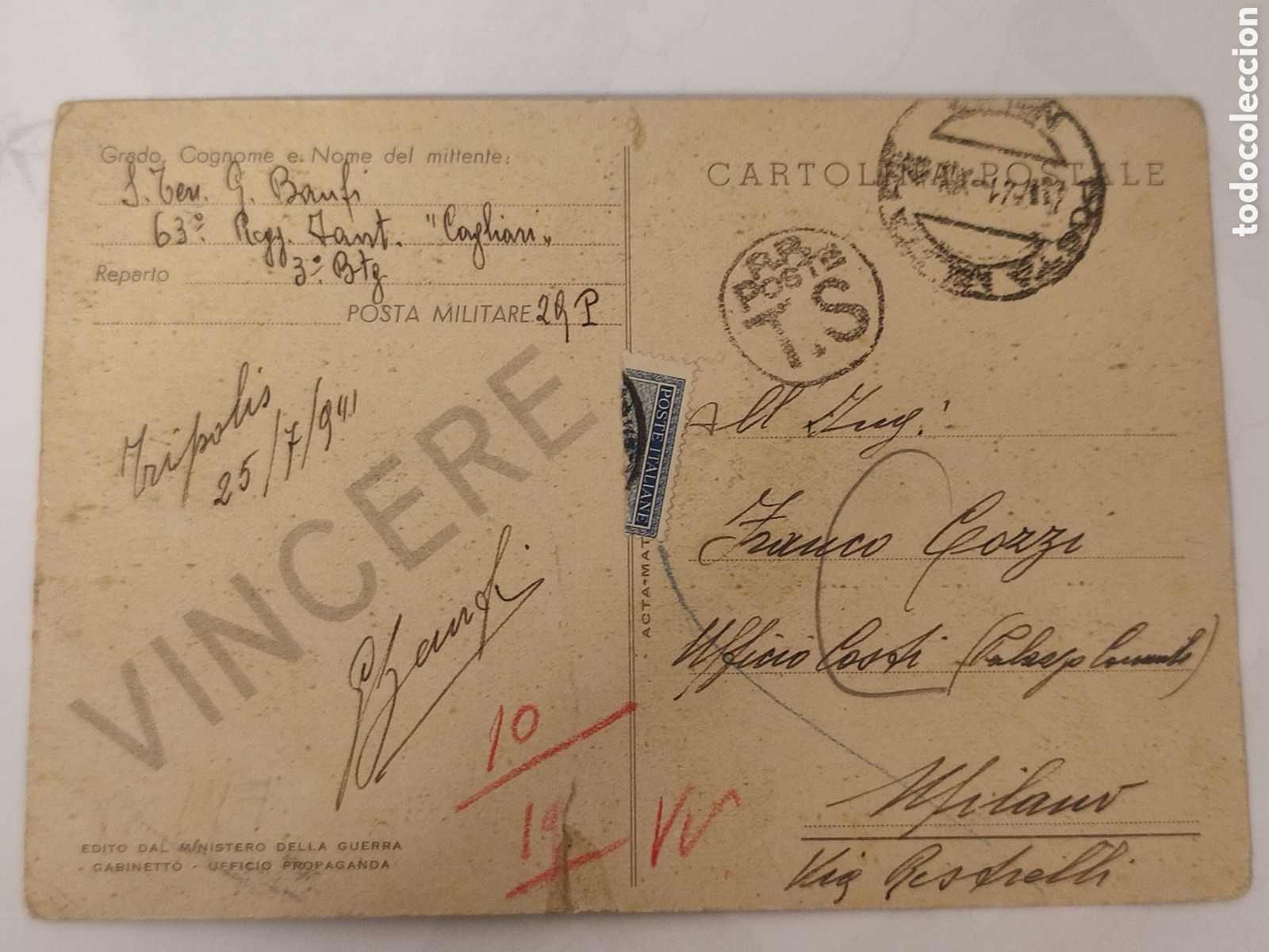Militaria: PNF postal original y curculada - Foto 4