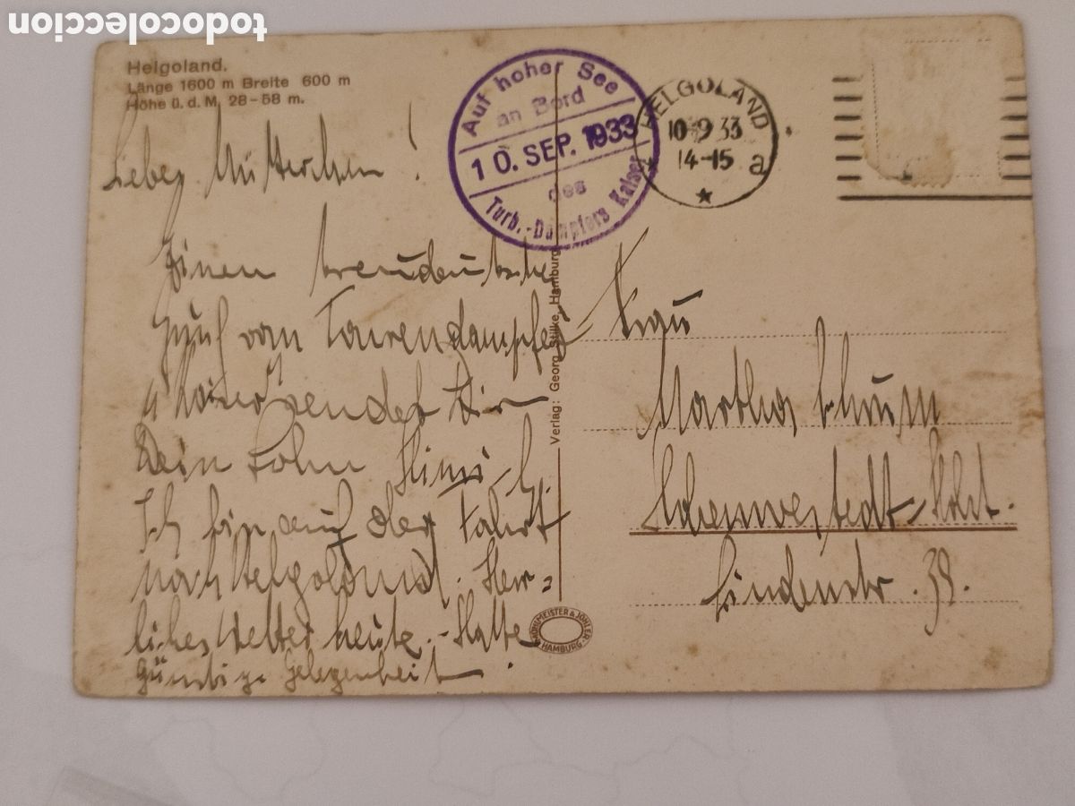 Militaria: Helgoland postal original 1933 - Foto 5
