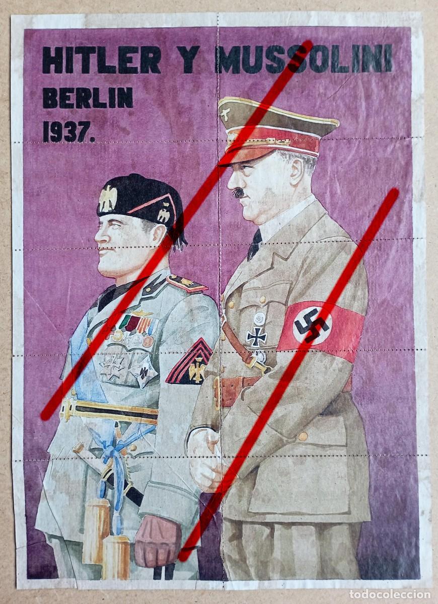 Militaria: L&aacute;mina cuadro, pintura Hitler y Mussolini 1937 (III Reich Hitler- Nazi- Alemania) WWII
