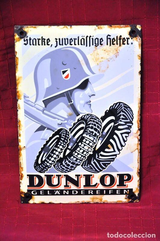 Militaria: Emailleschield Emailleschild WH DUNLOP 30cmx20cm