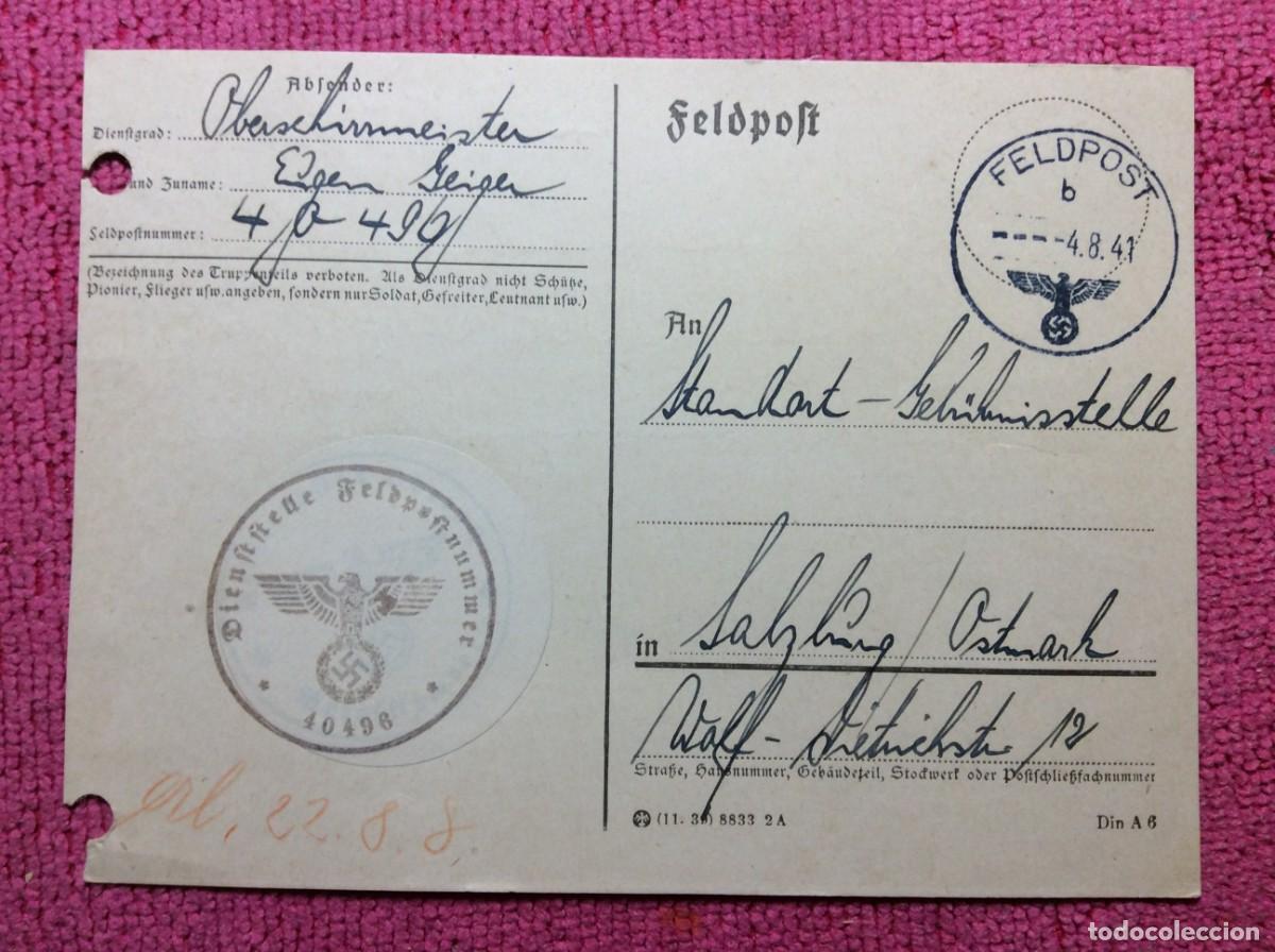 Militaria: ALEMANIA. II GUERRA MUNDIAL. 1941 TARJETA POSTAL CIRCULADA. FELDPOST (1ZKR47)