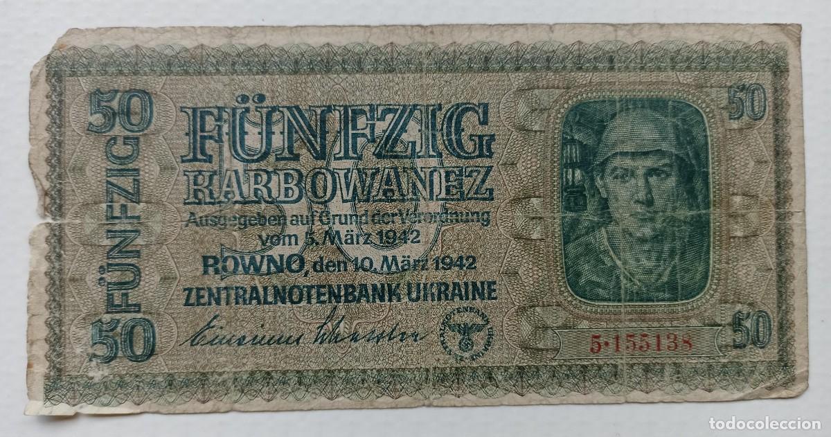 Military Antiques: Billete f&uuml;nfzig karbowanez, ocupaci&oacute;n alemana (III Reich Hitler- Nazi- Alemania) WWII