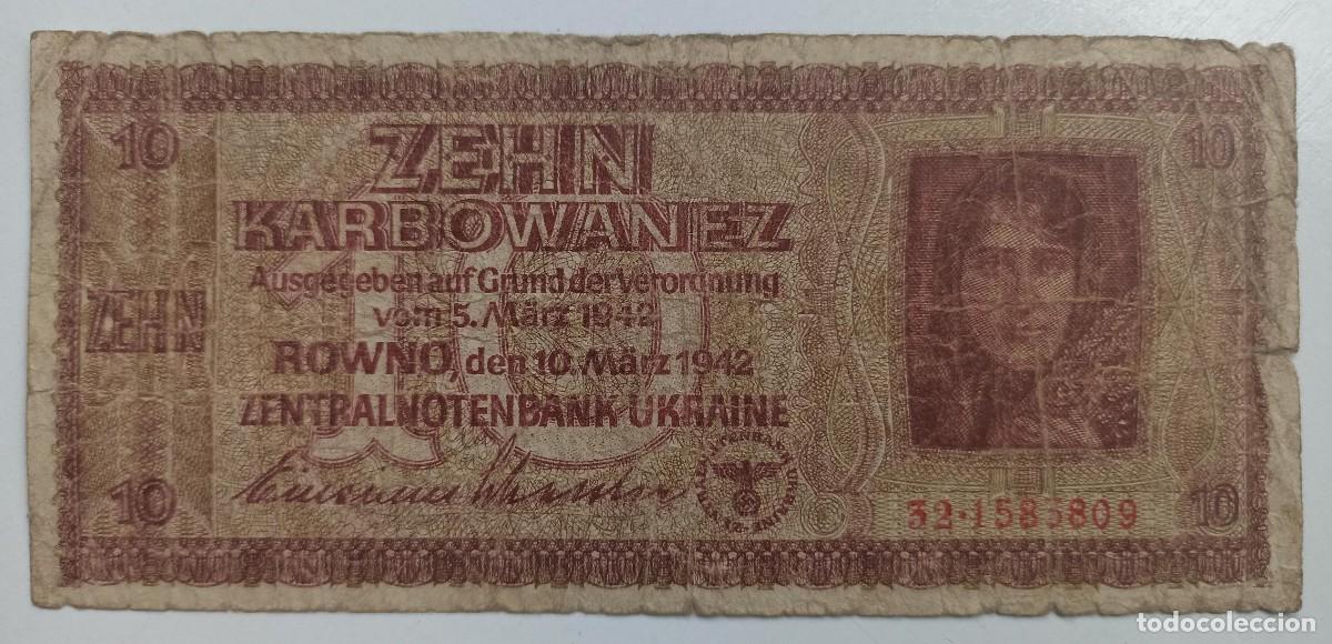 Military Antiques: Billete zehn karbowanez, ocupaci&oacute;n alemana (III Reich Hitler- Nazi- Alemania) WWII