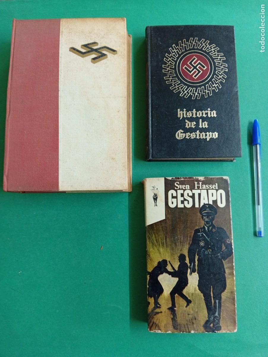 Militaria: Lote de 3 antiguos libros sobre la Gestapo. El III Reich. II Guerra Mundial.
