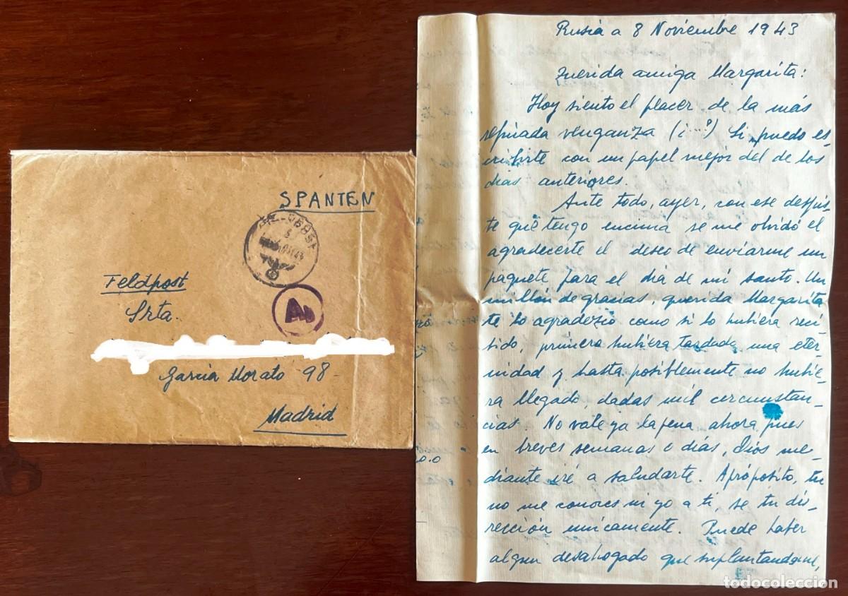 Militaria: CARTA, DIVISI&Oacute;N AZUL, FELDPOST, CAMPA&Ntilde;A DE RUSIA. SECCION DE ASALTO, ENVIADA POR UN VOLUNTARIO DE LA