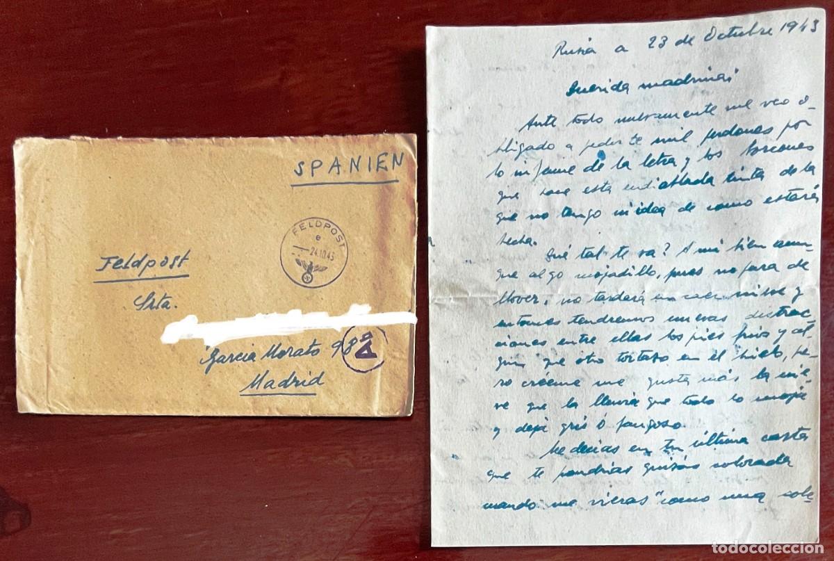 Militaria: CARTA, DIVISI&Oacute;N AZUL, FELDPOST, CAMPA&Ntilde;A DE RUSIA. SECCION DE ASALTO, ENVIADA POR UN VOLUNTARIO DE LA