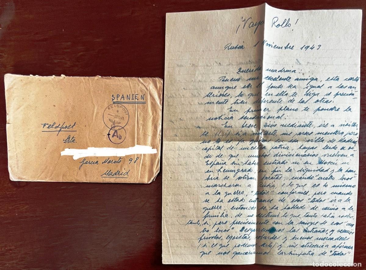 Militaria: CARTA, DIVISI&Oacute;N AZUL, FELDPOST, CAMPA&Ntilde;A DE RUSIA. SECCION DE ASALTO, ENVIADA POR UN VOLUNTARIO DE LA