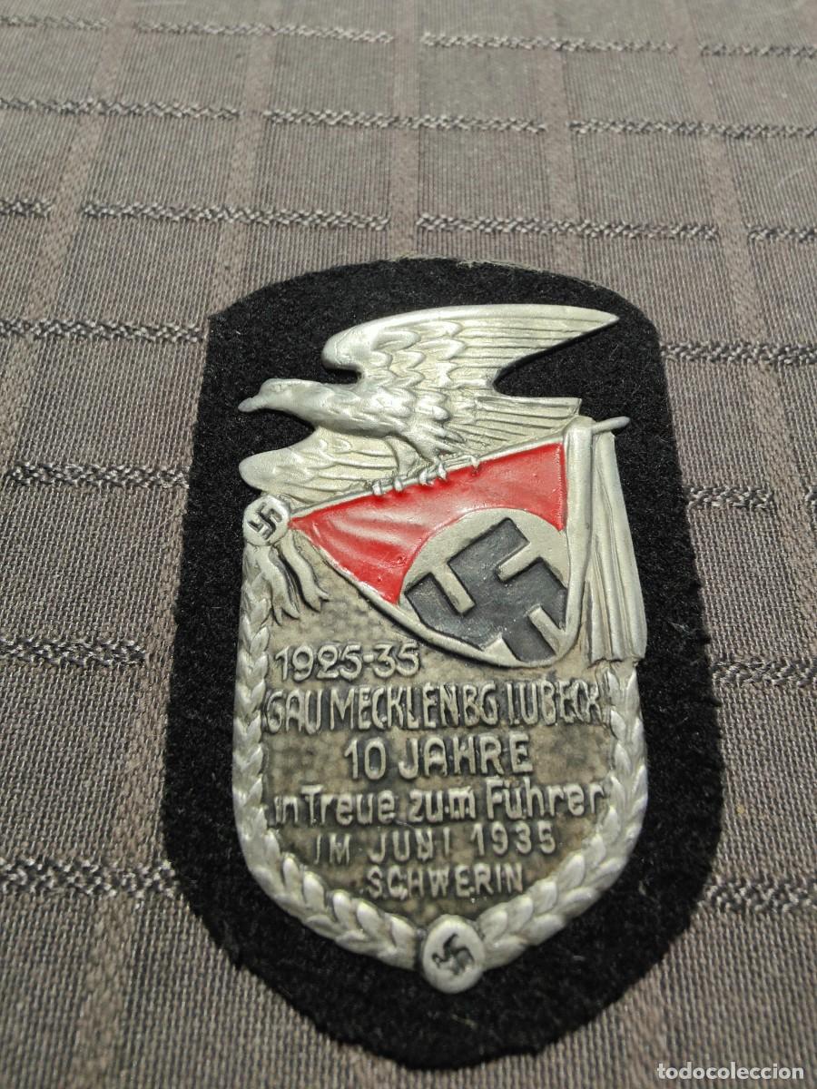 Militaria: Metal plate Plakette Gau Mecklenburg Lubeck 10 jahre 70mm