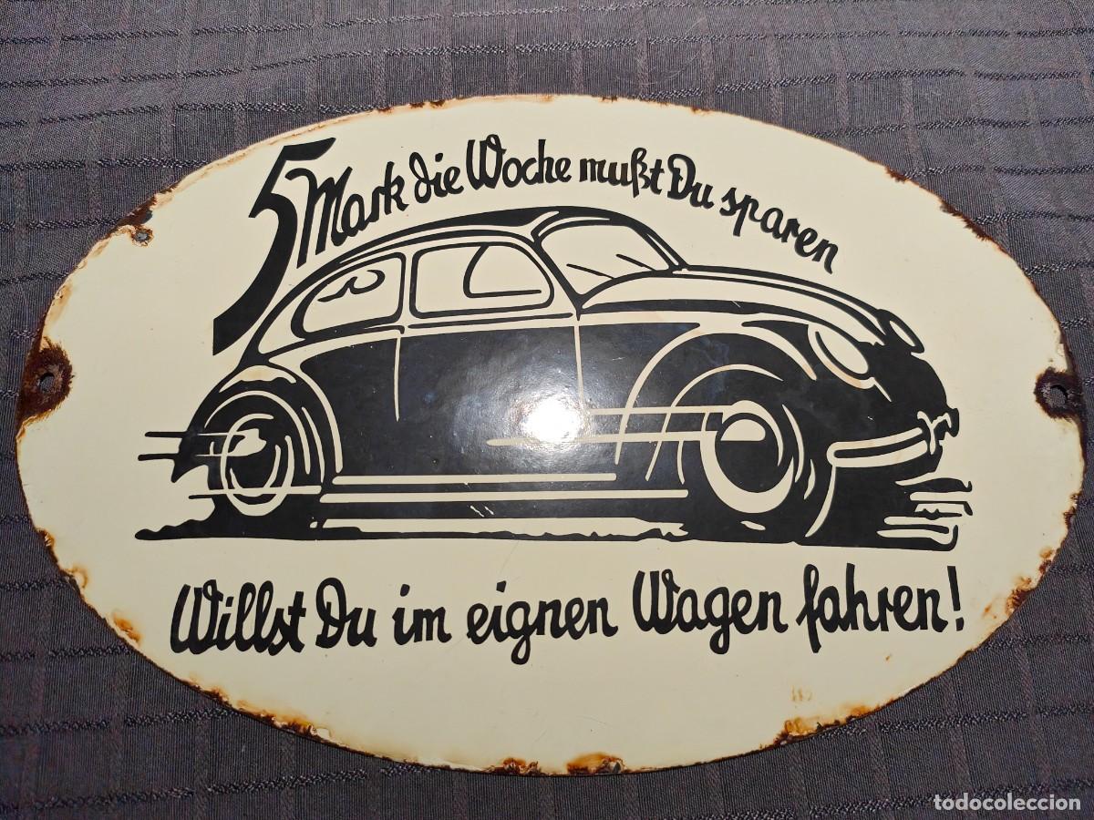 Militaria: Emailleschield KDf VW 30cmx 20cm