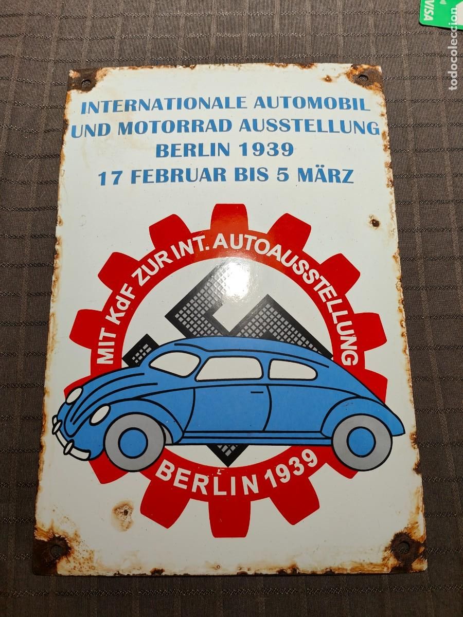 Militaria: EMAILLESCHIELD VW Berlin 1939 30 cm x 20 cm