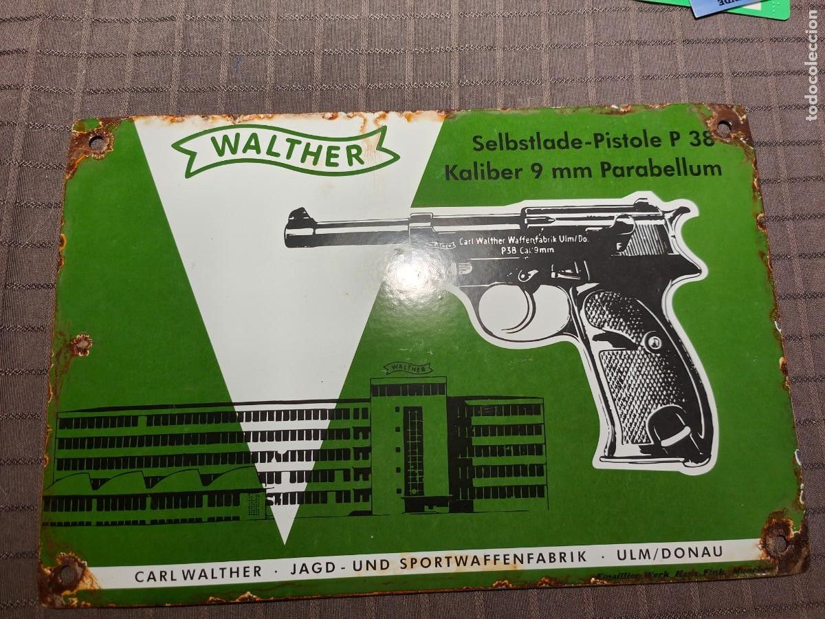 Militaria: EMAILLESCHIELD Walther Pistole 30 cm x 20 cm