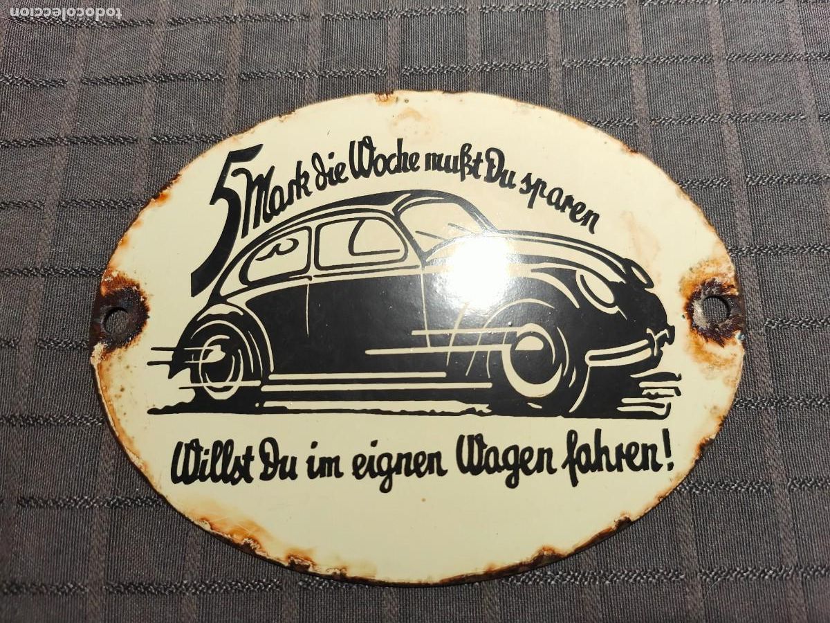 Militaria: Emailleschield VW 15cmx11cm