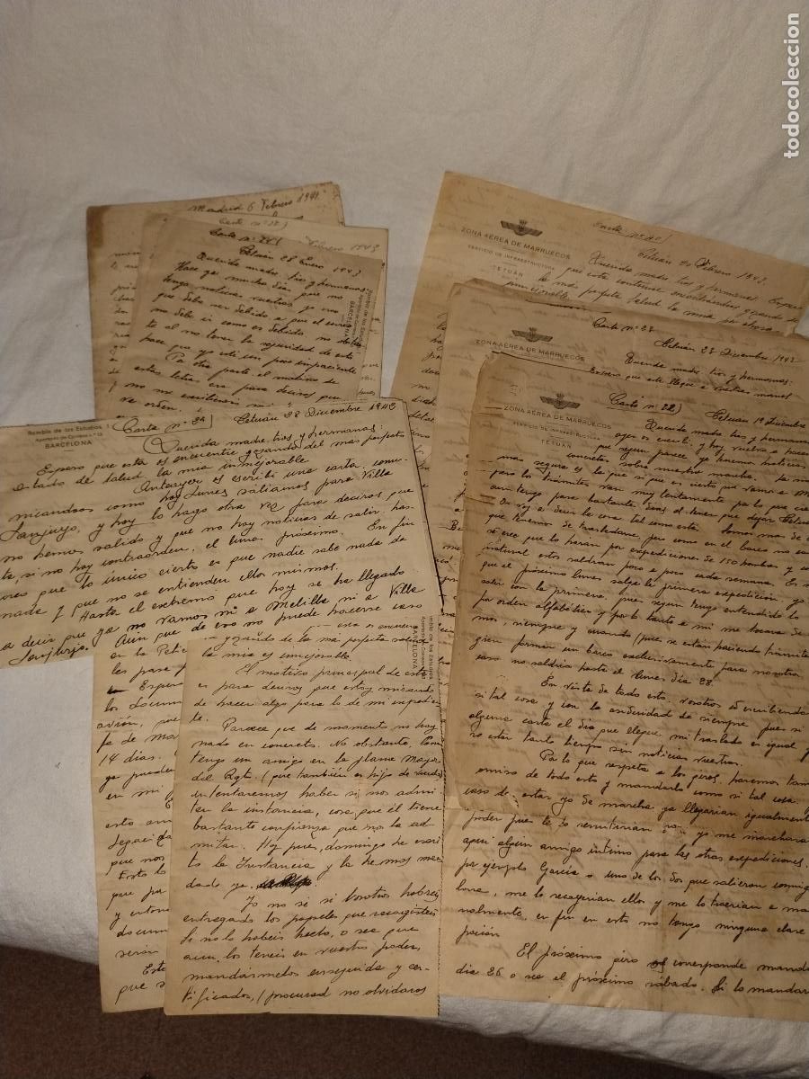 Militaria: CARTAS MILITARES BASE AEREA DE MARRUECOS - A&Ntilde;O 1942-1943 - II GUERRA MUNDIAL.