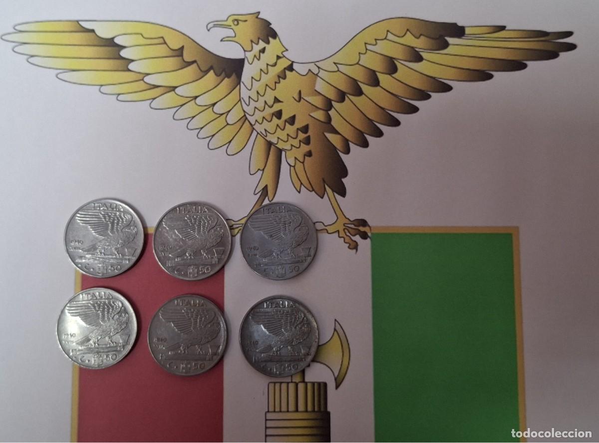 Militaria: LOTE 6 MONEDAS ITALIANAS DE 0,50 CTS EPOCOCA FASCISTA 1940 (II GUERRA MUNDIAL)