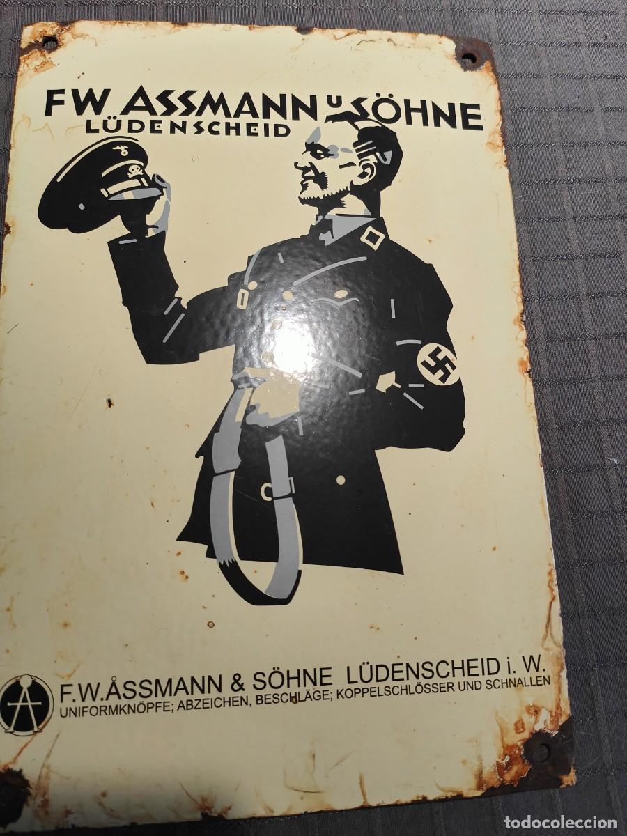 Militaria: Emailleschield F.W. Assmann & Sohn 30cmx20cm