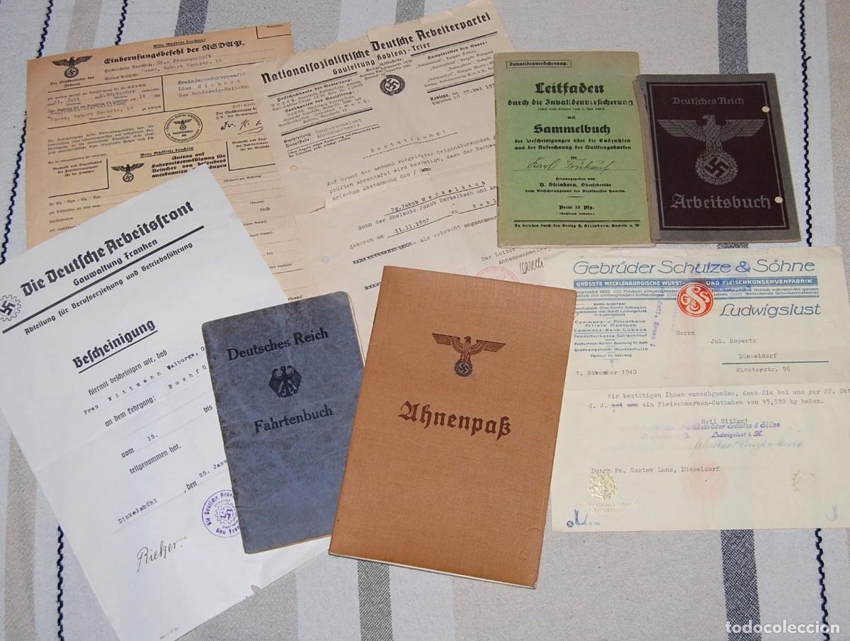 Militaria: LOTE DOCUMENTOS CIVILES DEL NSDAP Y ARBEITSFRONT - WWII