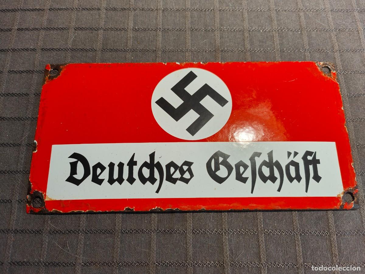 Militaria: Emailleschild deutsches geschaft 20cm x10 cm