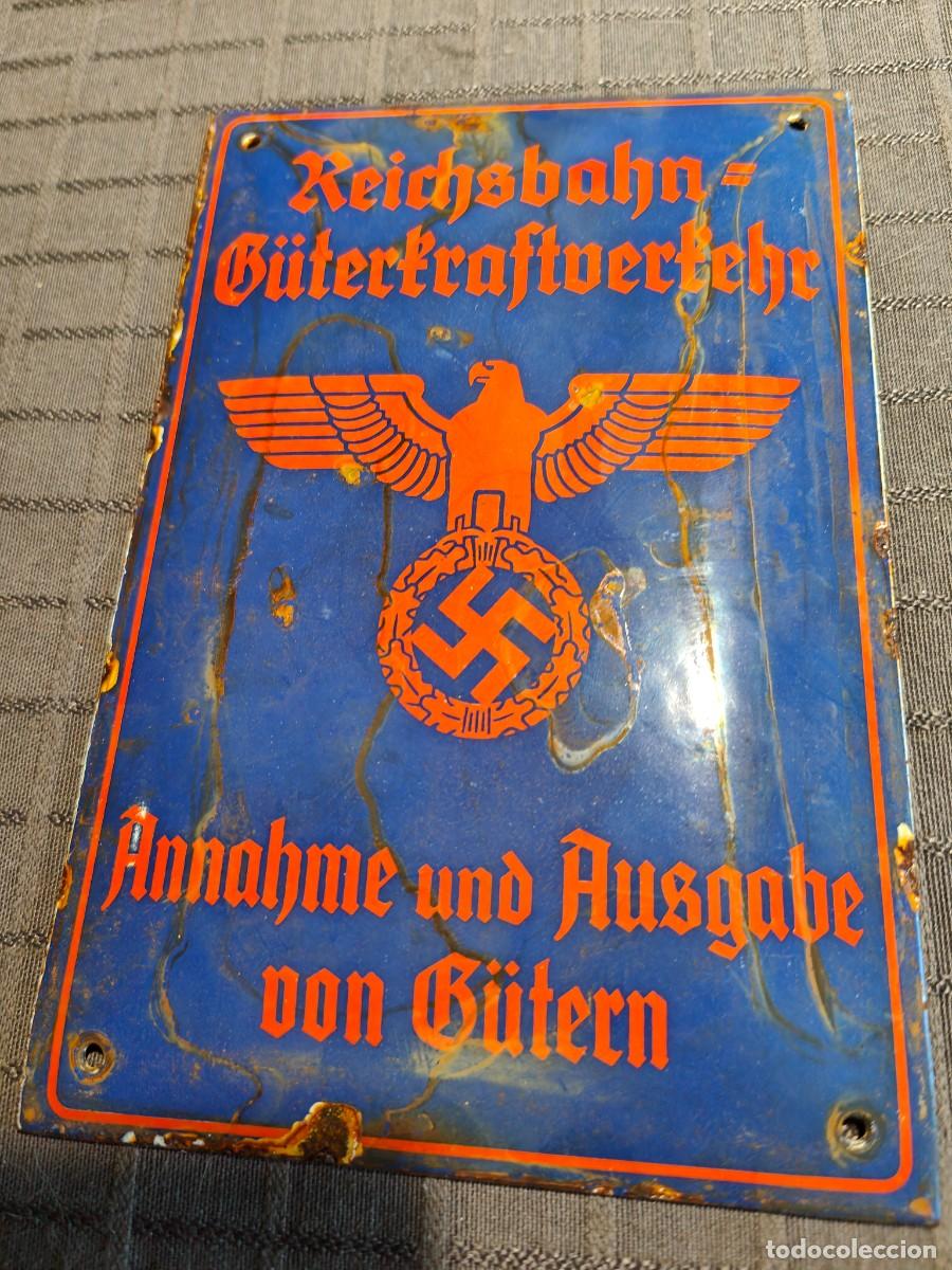 Militaria: German Enamel Sign 18 cm x 12 cm Deutsche Reichsbahn