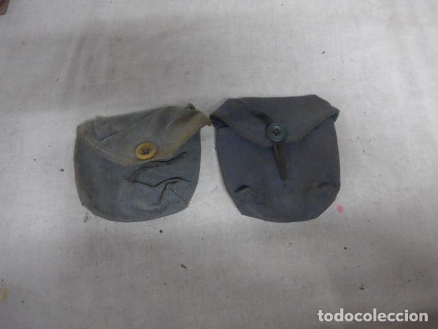 Militaria: Lote de 2 antiguas cartucheras a identificar, creo de Suiza de II Guerra Mundial.