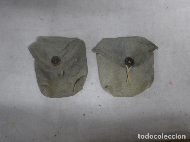 Militaria: Lote de 2 antiguas cartucheras a identificar, creo de Suiza de II Guerra Mundial.