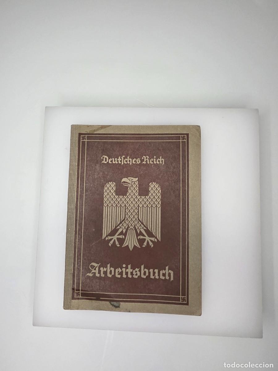 Militaria: Arbeitsbuch alem&aacute;n de Maria Klein, Kaiserslautern 1935, con registros Pfaff A.G.