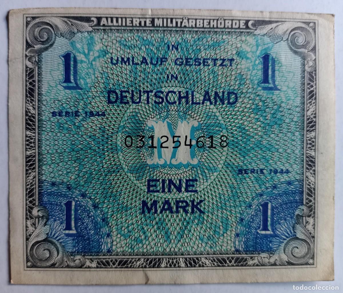 Militaria: Billete eine mark (1 marco), autoridad militar aliada (III Reich Hitler- Nazi- Alemania) WWII