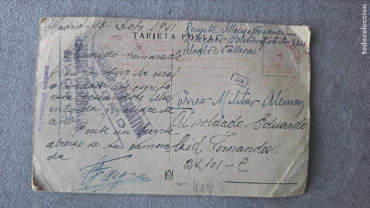 Militaria: Division azul. Postal en el frente y certificado manuscrito