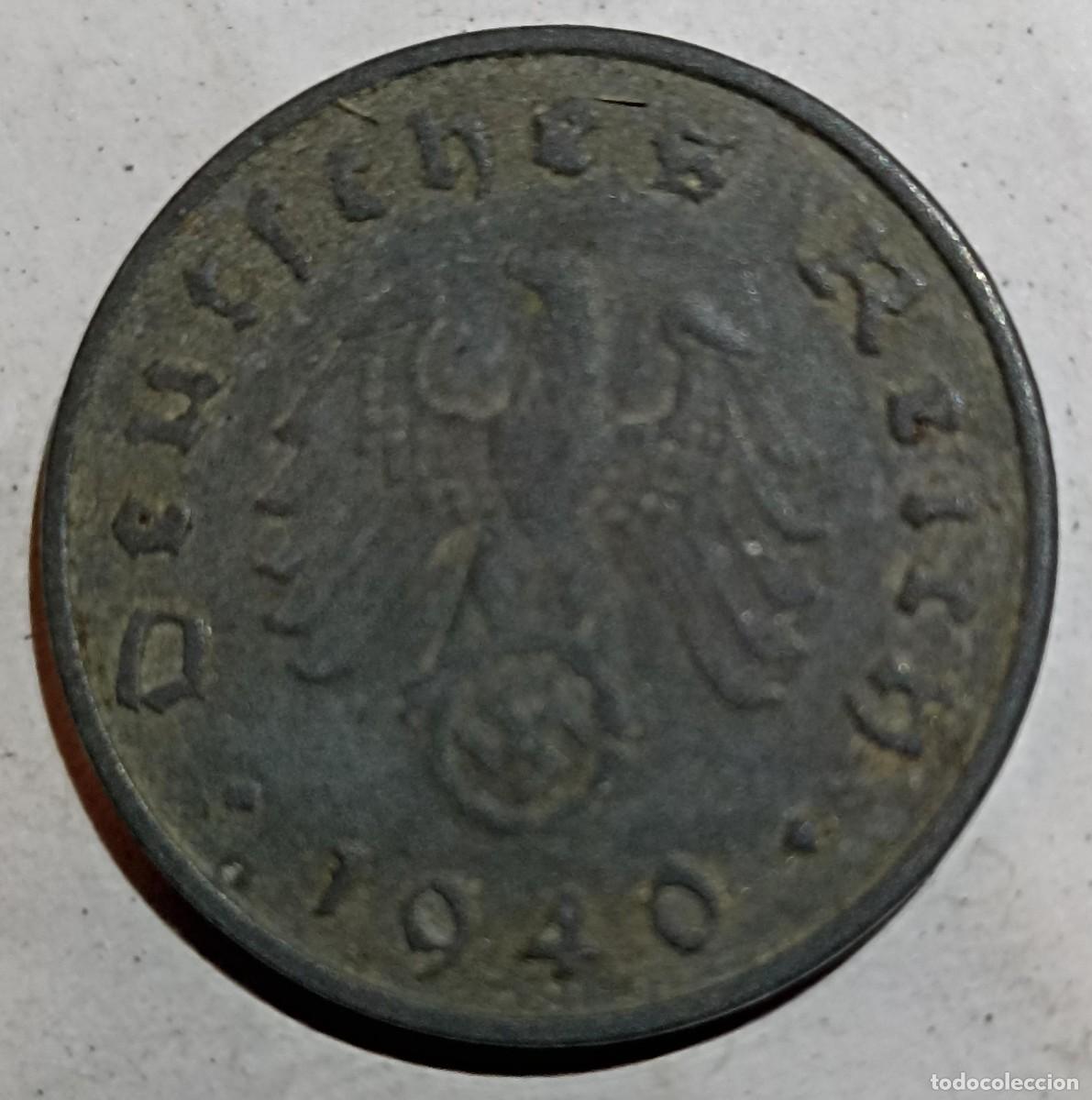 Militaria: Moneda original 10 Reichspfennig de 1940 A (III Reich Hitler- Nazi- Alemania) WWII