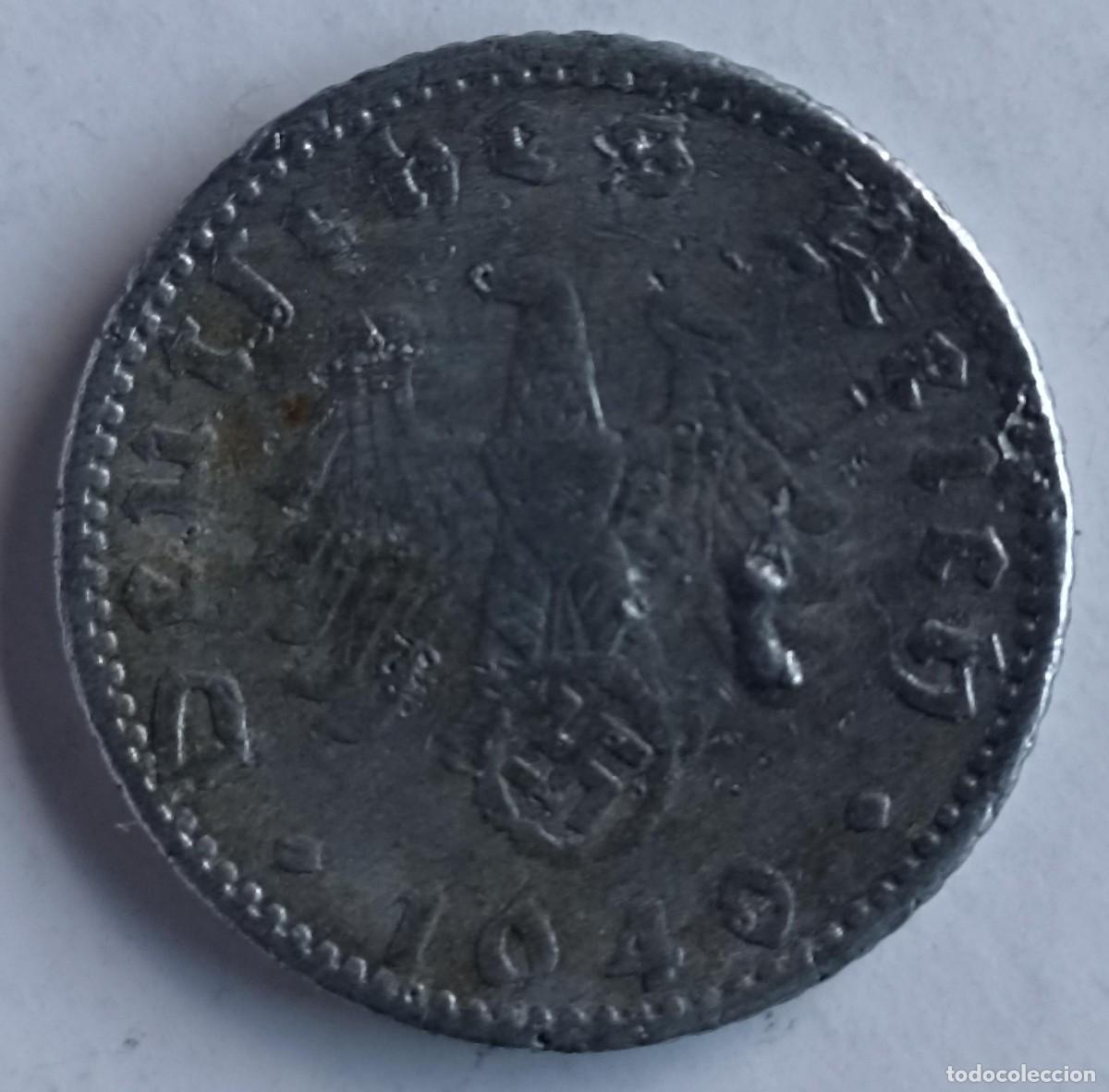 Militaria: Moneda 50 Reichspfennig 1940 (III Reich Hitler- Nazi- Alemania) WWII